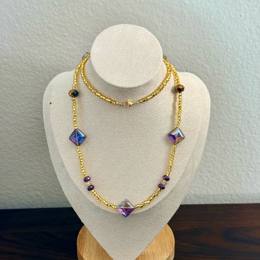 Long Satellite Station Style Beaded Necklace